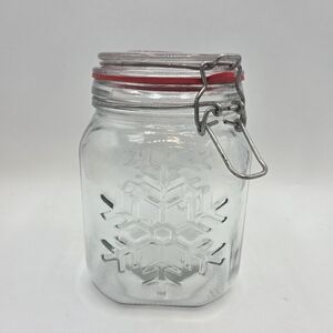 Vintage Anchor Hocking Snowflake Canister Apothecary Jar